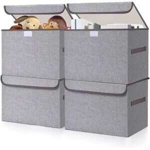 Large 22 Quart Linen Fabric Foldable Storage Bin Cube Organizer Basket